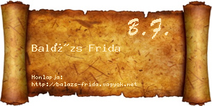 Balázs Frida névjegykártya